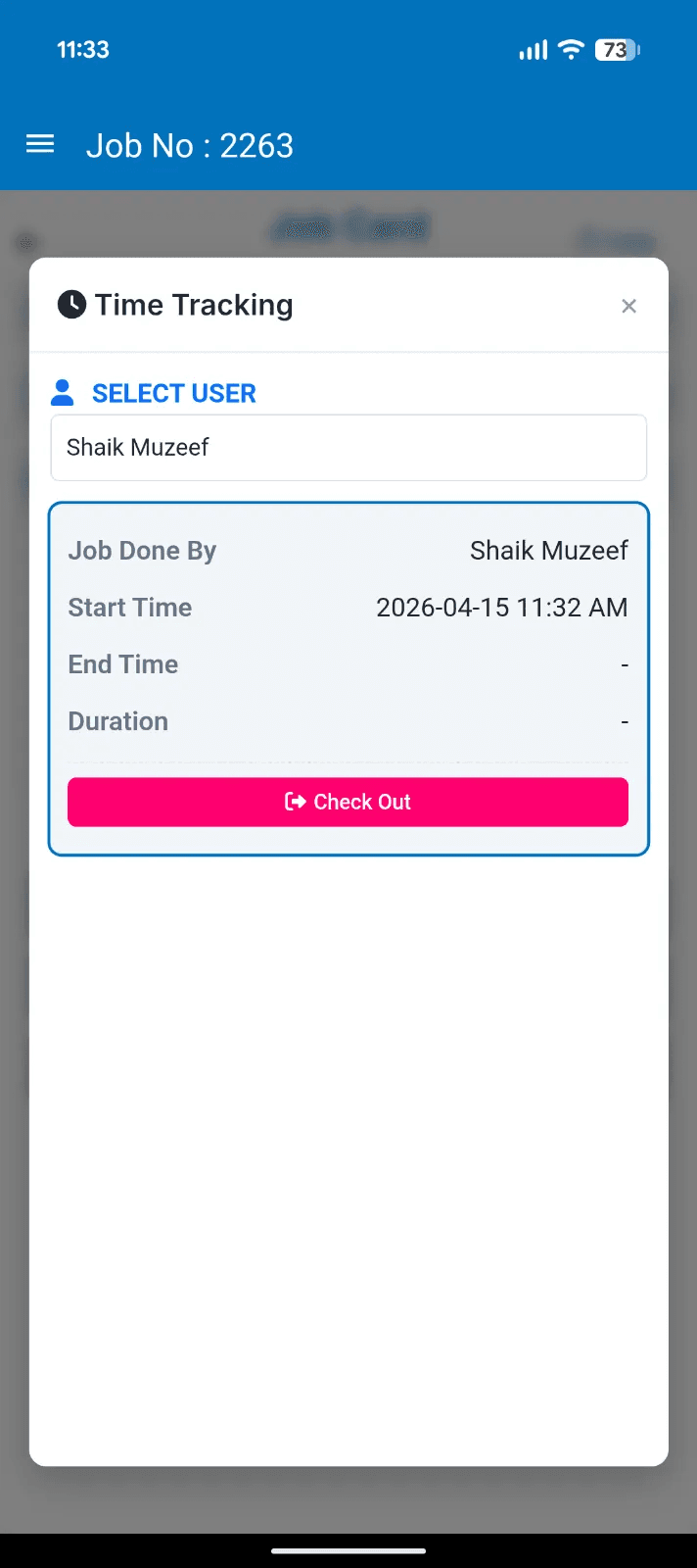 Time tracking flow on the supervisor mobile app