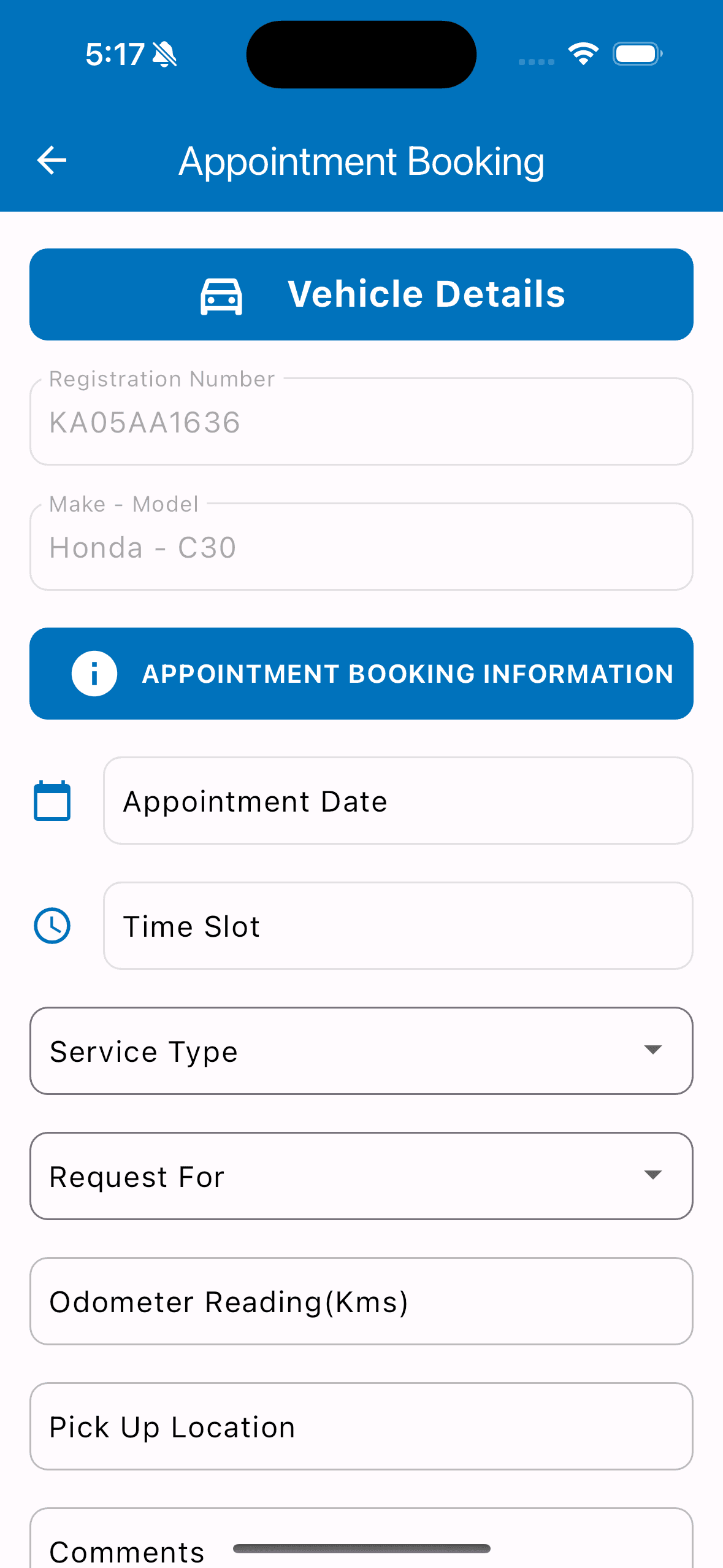 Vehicle details, specifications and full maintenance history